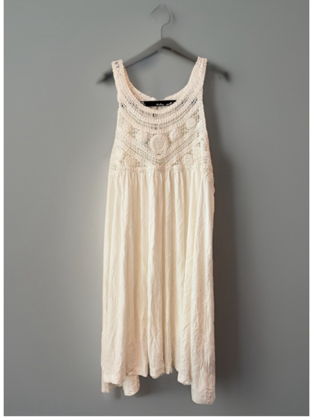POL Ivory Crochet Lace Boho Sleeveless Top Large L Bohemian Floral